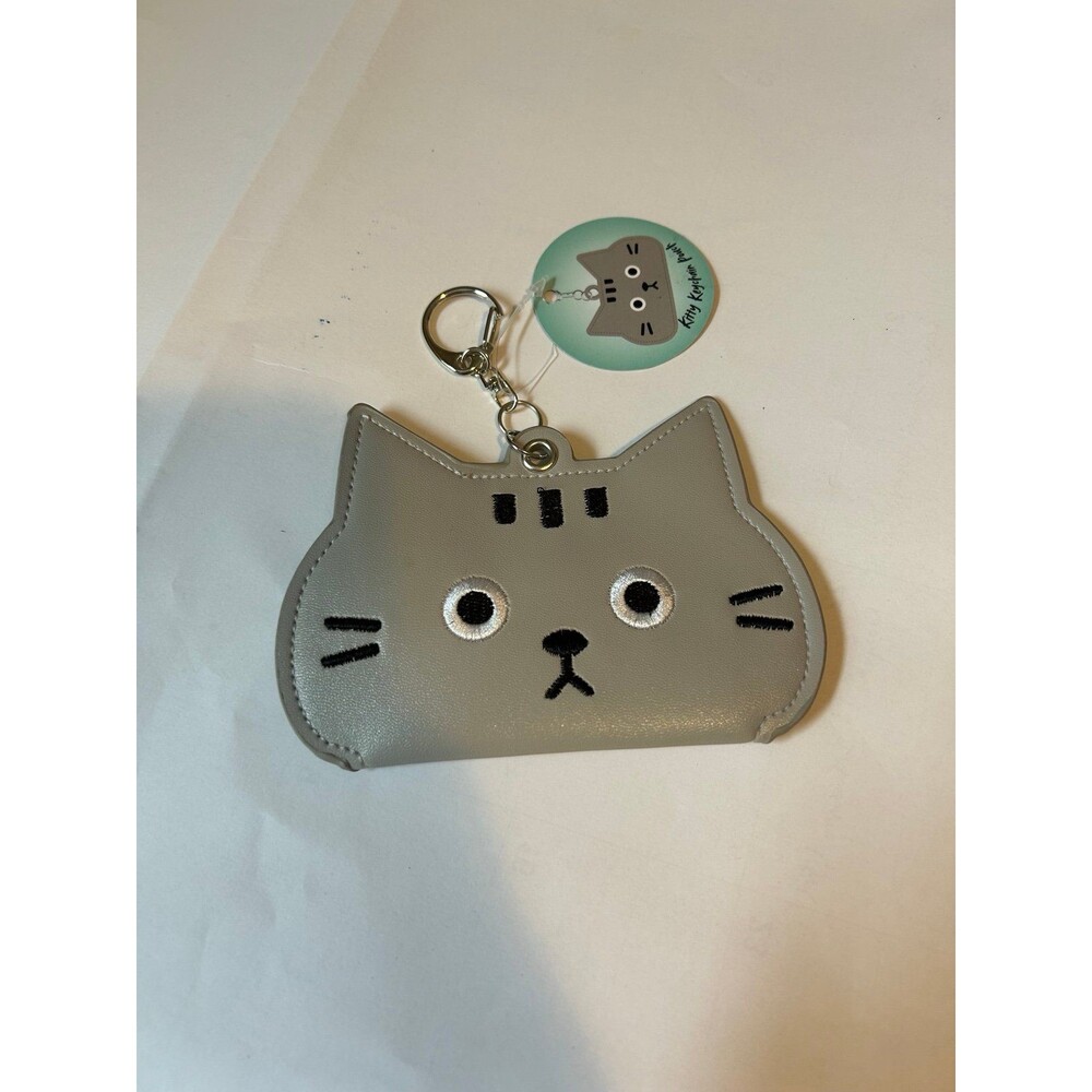 The Cute Gray Cat Keychain Pouch